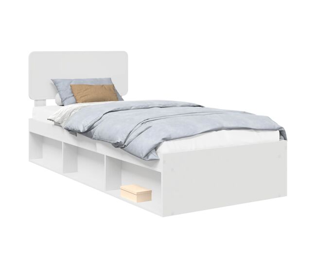 Estrutura de cama de solteiro para adultos - branco 90 x 200 cm madeira de pinheiro sólida