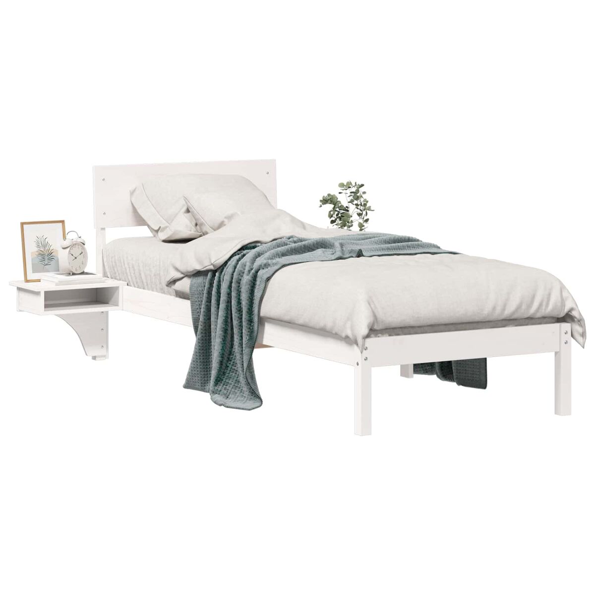 Estrutura de cama de solteiro para adultos - branco 75 x 190 cm madeira de pinheiro sólida