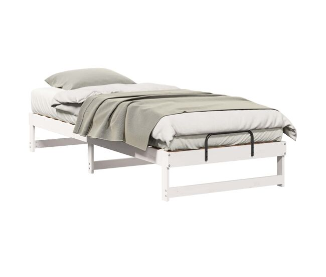 Estrutura de cama de solteiro para adultos - branco 80 x 220 cm madeira de pinheiro sólida