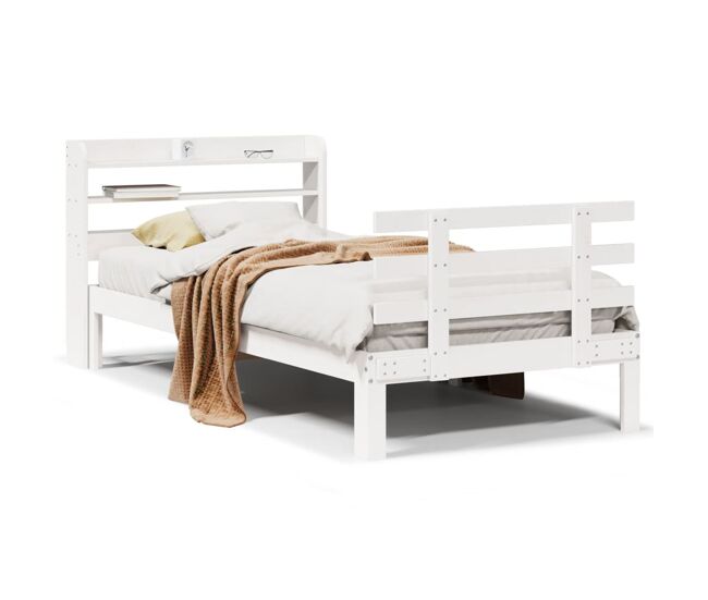 Estrutura de cama dupla c/ cabeceira - 100x200 cm branco