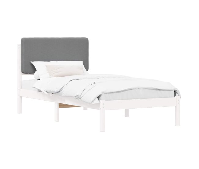 Estrutura de cama de solteiro simple com cabeceira estofada cinzento-claro