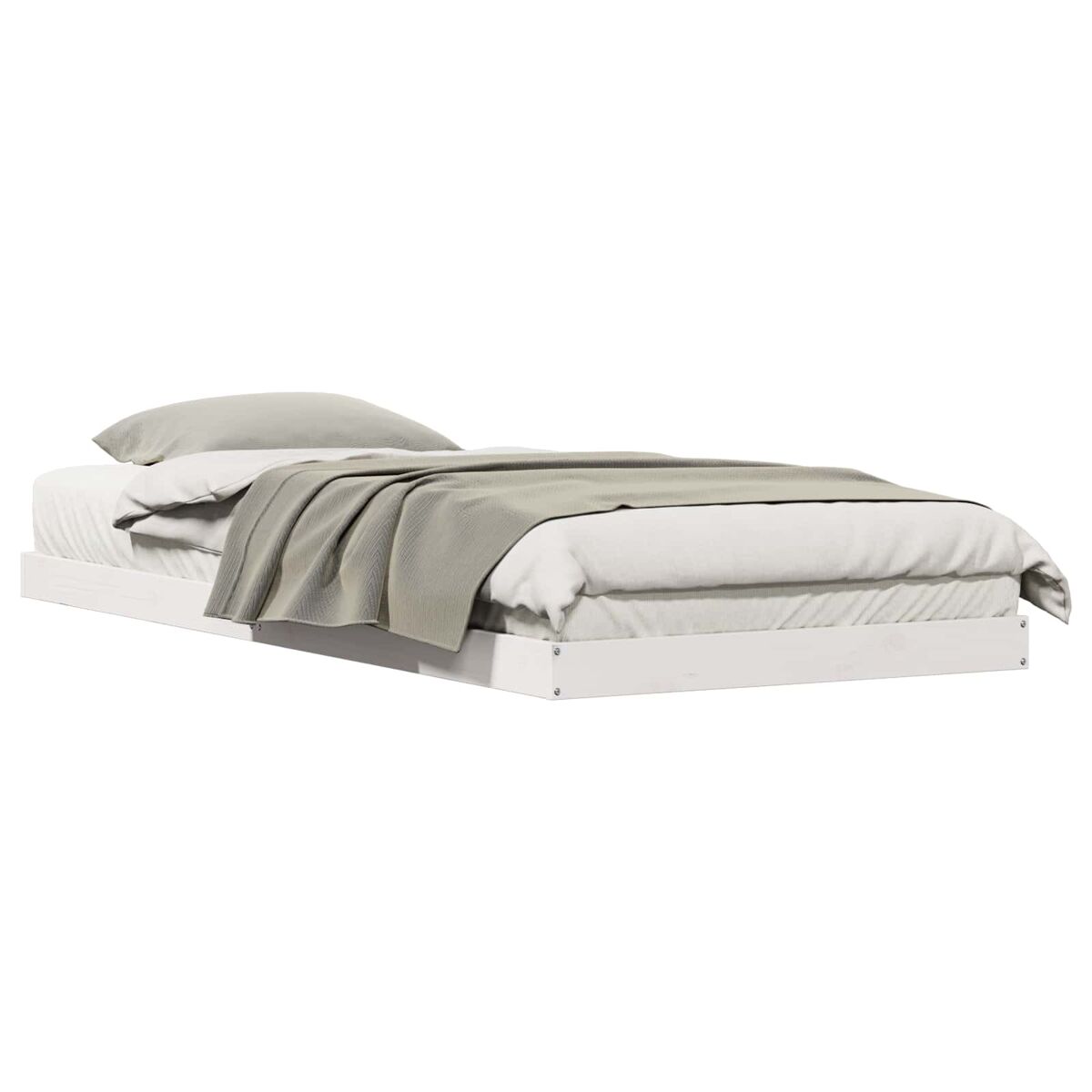 Estrutura de cama de chão de solteiro - branco 213.5 x 104 x 9 cm