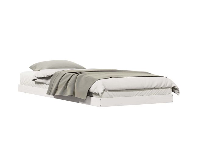 Estrutura de cama de chão de solteiro - branco 213.5 x 104 x 9 cm
