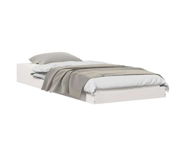 Estrutura de cama de solteiro para adultos - branco 80 x 210 cm madeira de pinheiro sólida