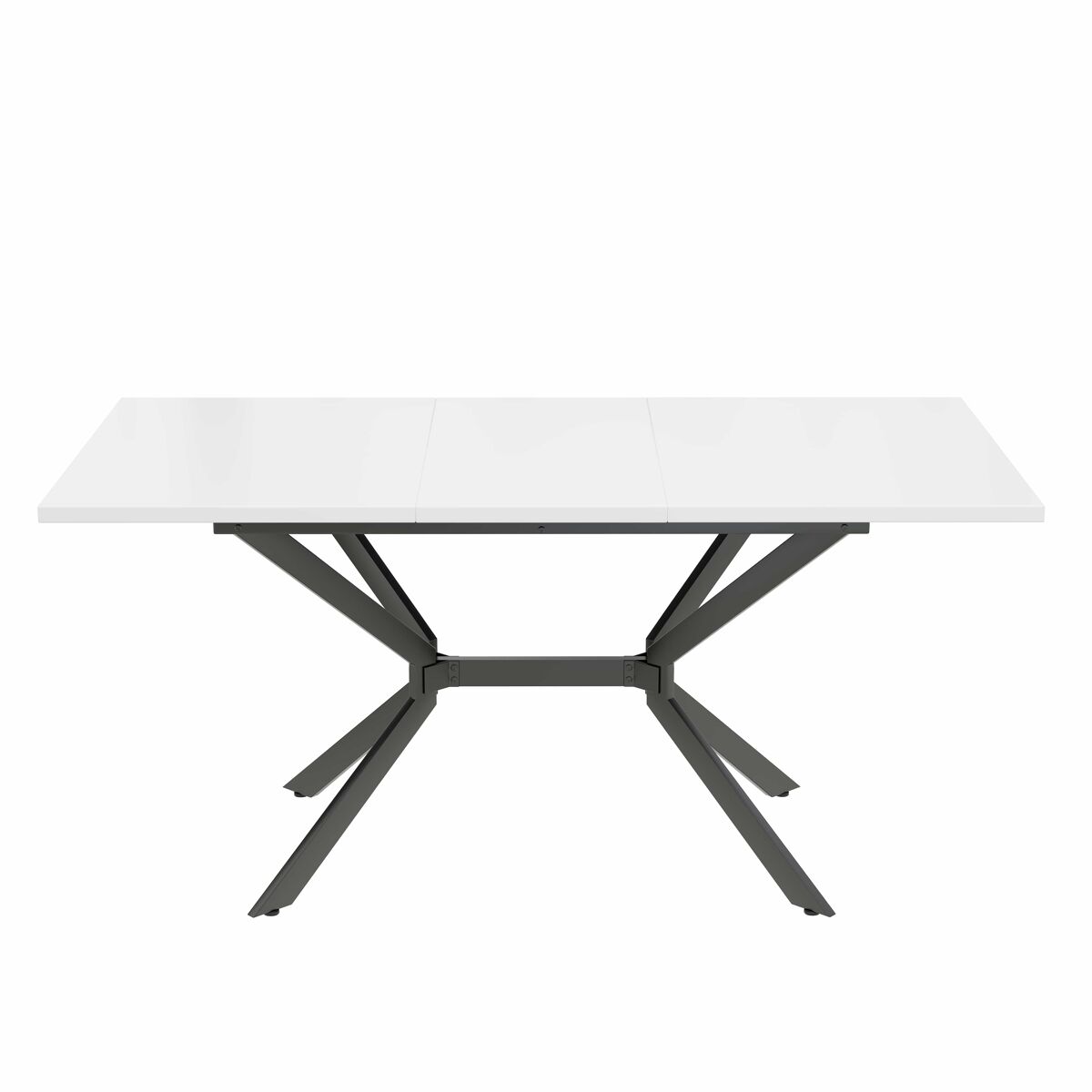 Mesa de jantar extensível 120/160*80 cm - pernas em metal preto - branco