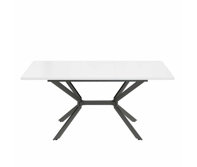 Mesa de jantar extensível 120/160*80 cm - pernas em metal preto - branco