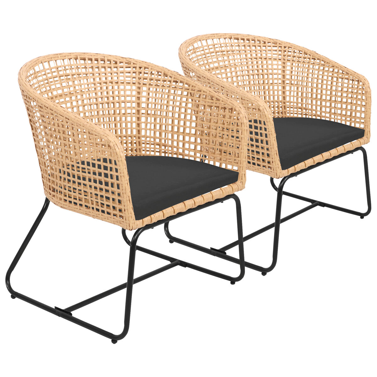 Conjunto de 2 cadeirões de rotim sintético com almofadas rina