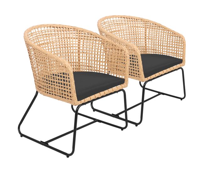 Conjunto de 2 cadeirões de rotim sintético com almofadas rina
