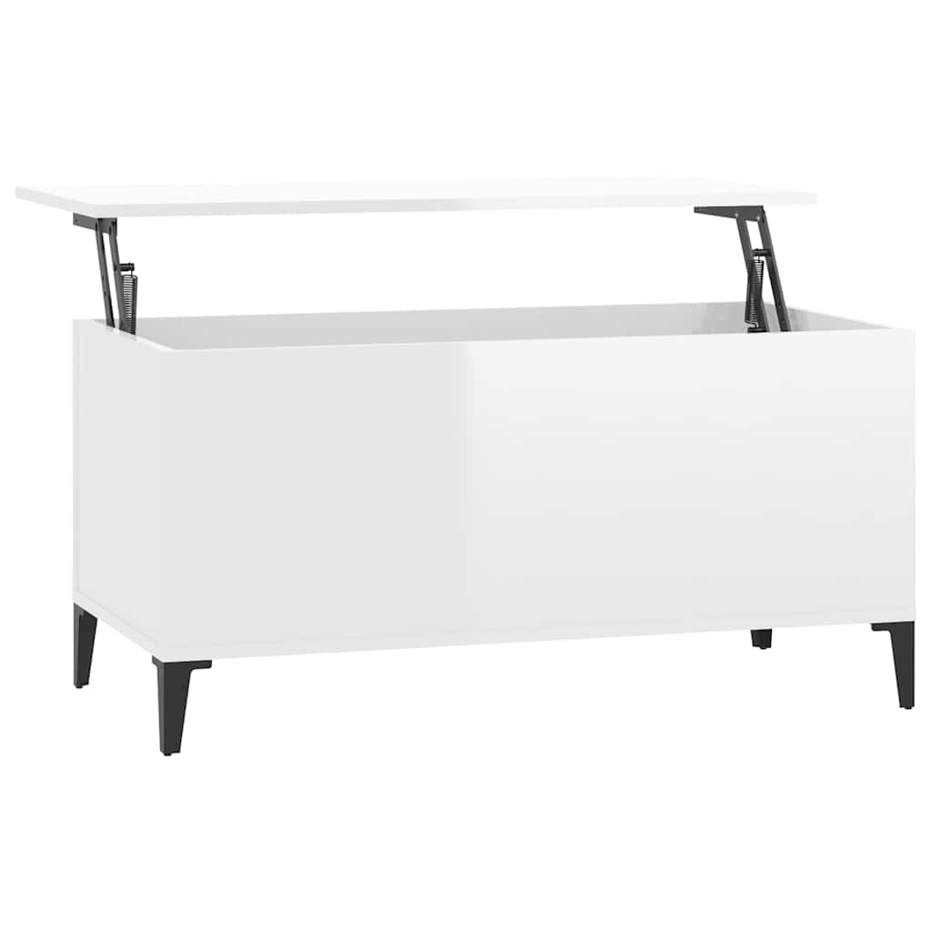 Mesa de centro, mesa baixa, 90x44,5x45 cm derivados de madeira branco brilhante