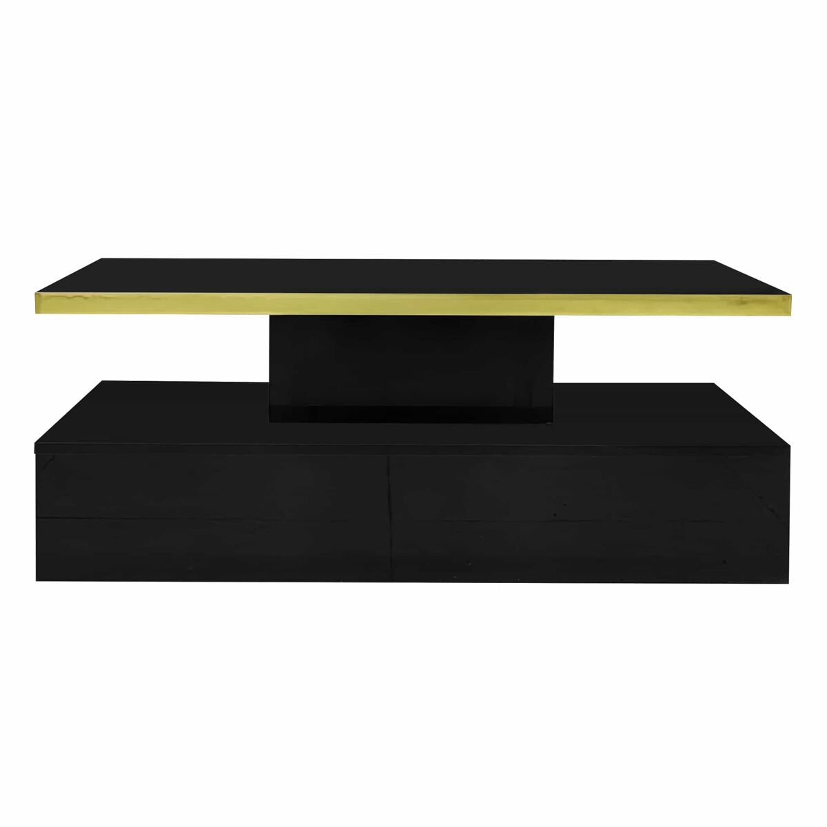 Mesa de centro com arrumação e led - aspeto brilhante - noir
