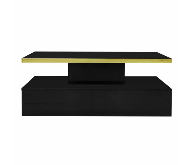 Mesa de centro com arrumação e led - aspeto brilhante - noir