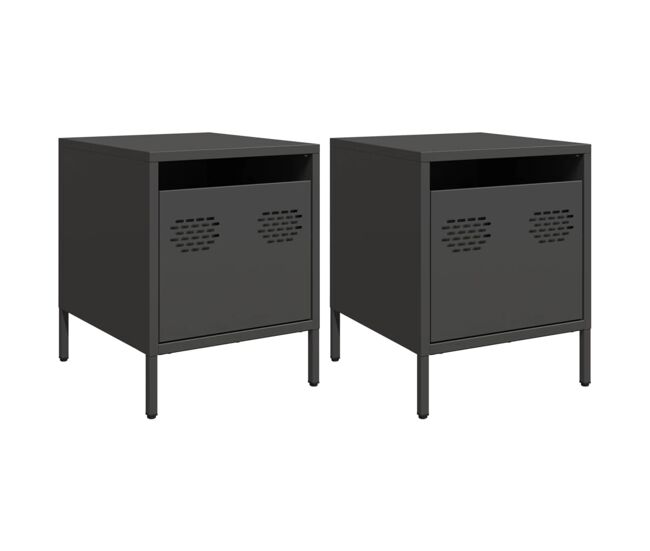 Soluna home - mesas de cabeceira aço laminado a frio 2 piezas 35 x 39 x 43,5 cm