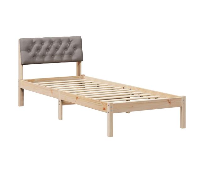 Estrutura de cama de solteiro para adultos com cabeceira marrom e taupe 80 x 200 cm