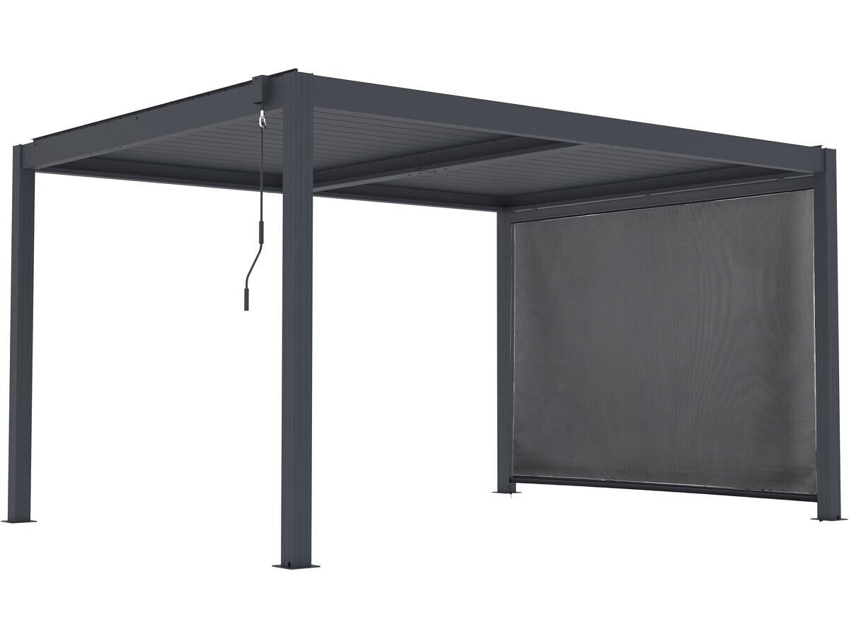 Pérgula bioclimática com led e toldo de alumínio  - 3 x 4 m - gris