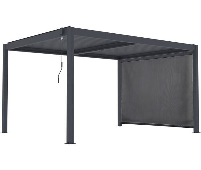 Pérgula bioclimática com led e toldo de alumínio - 3 x 4 m - gris