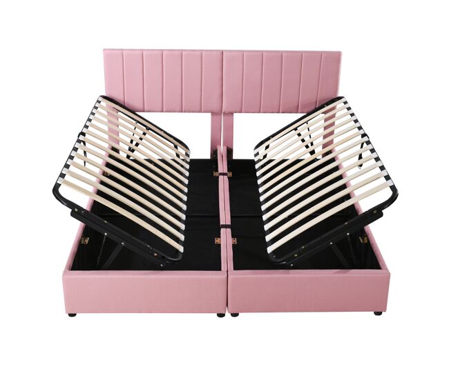 Cama de criança,cama de casal de tecido 180x200 cm com armazenamento,rosa