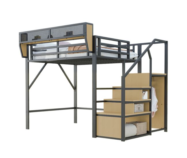 Cama de criança,cama alta de metal 140x200 cm,preto