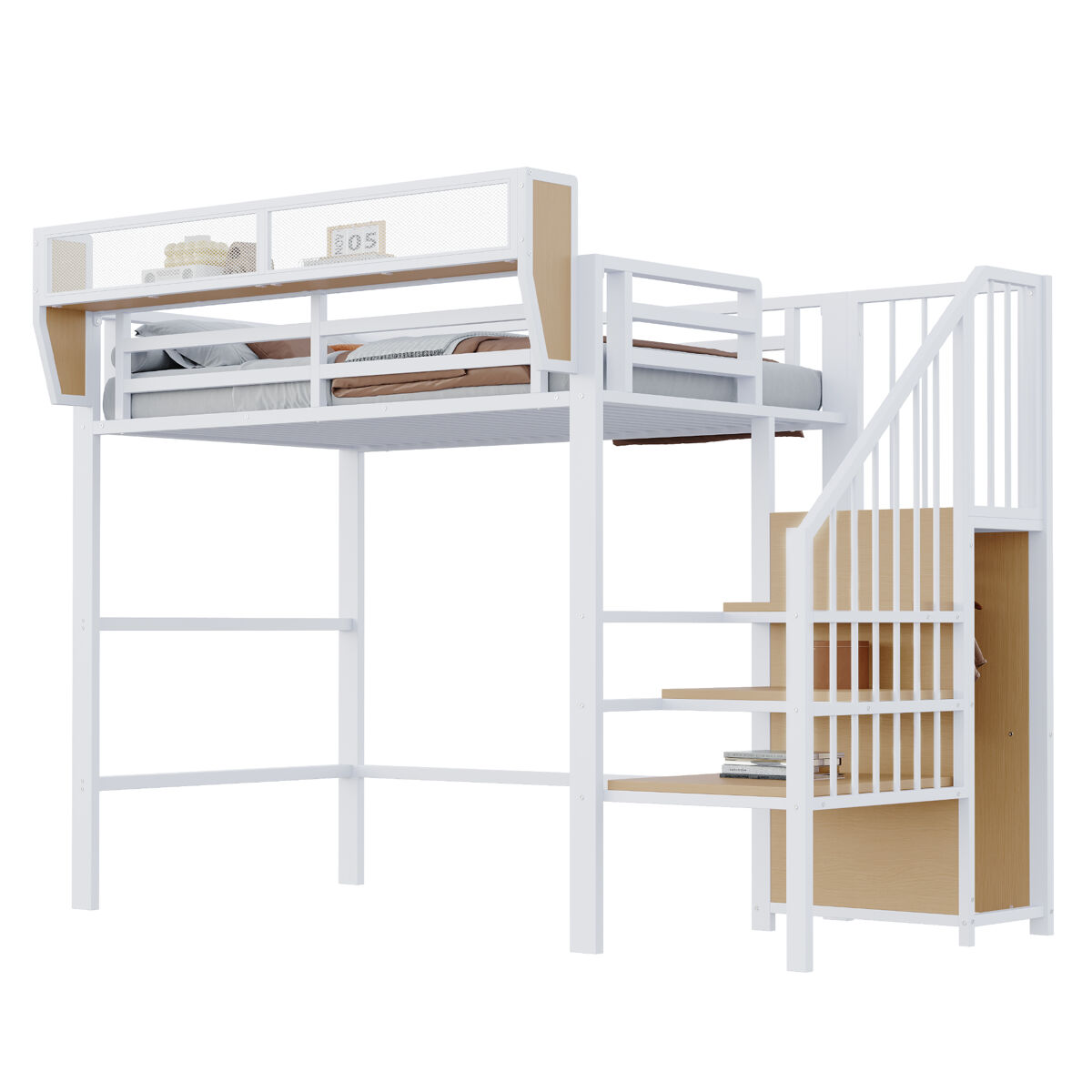 Cama de criança,cama alta de metal 90x200 cm,branco