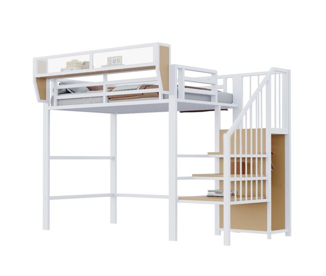 Cama de criança,cama alta de metal 90x200 cm,branco