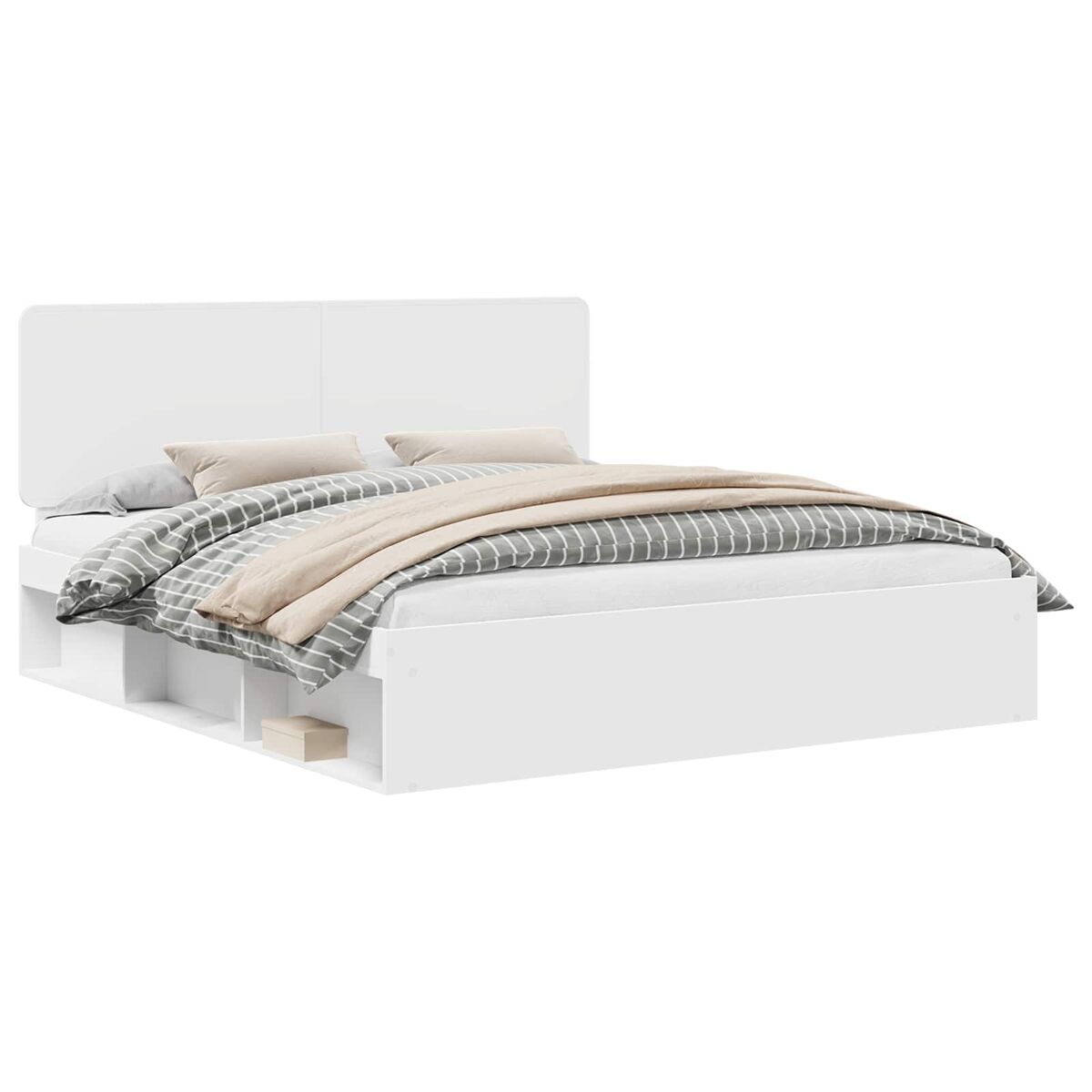 Estrutura da cama de casal simple com cabeceira branco 180 x 200 cm
