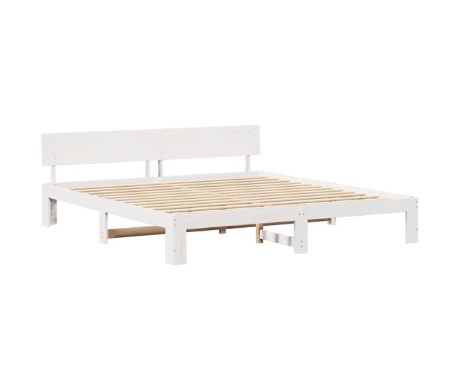Estrutura da cama de casal simple com cabeceira branco 180 x 200 cm