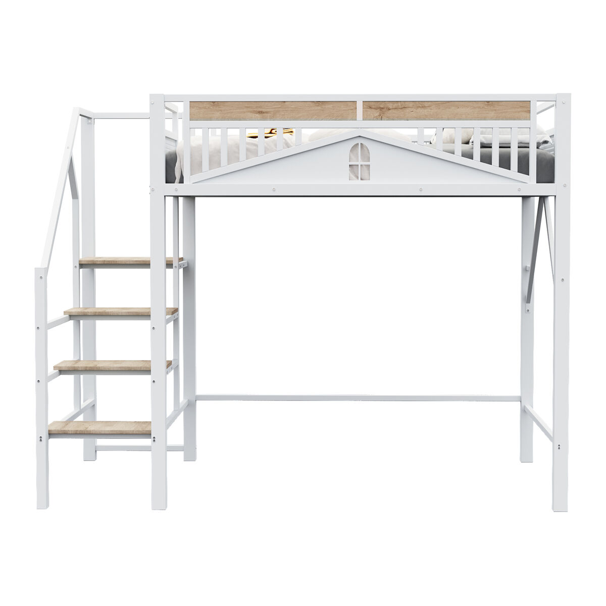 Cama de criança,cama alta de metal 140x200 cm,branco