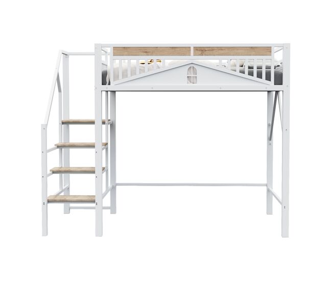 Cama de criança,cama alta de metal 140x200 cm,branco