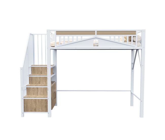 Cama de criança,cama alta de metal 90x200 cm,branco