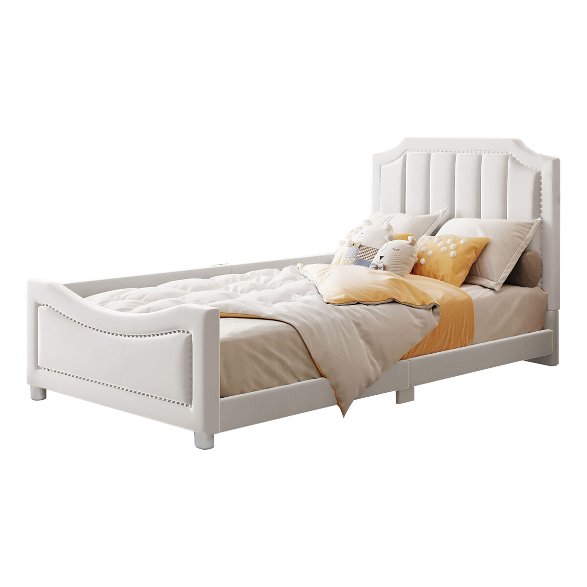 Cama de criança,cama de solteiro de tecido 90x200 cm,bege