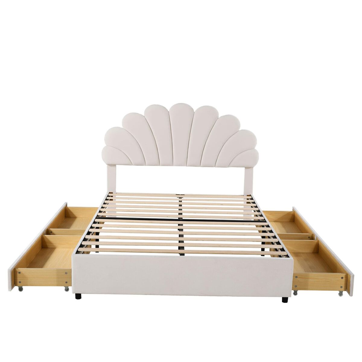 Cama de criança,cama de casal de veludo 140x200 cm,bege