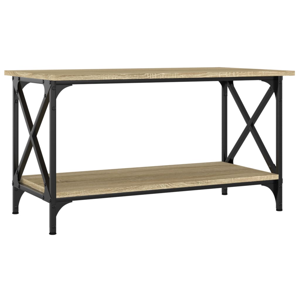 Mesa de centro, mesa baixa, 80x45x45 cm deriv. madeira/ferro carvalho sonoma