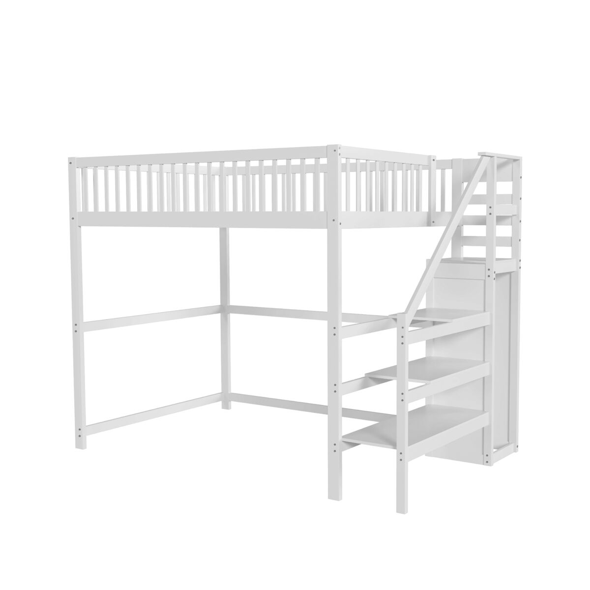 Cama de criança,cama alta de madeira maciça 140x200 cm,branco