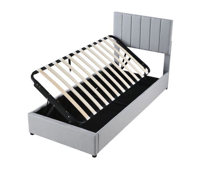 Cama de criança,cama de solteiro de linho 90x200 cm com armazenamento,cinza