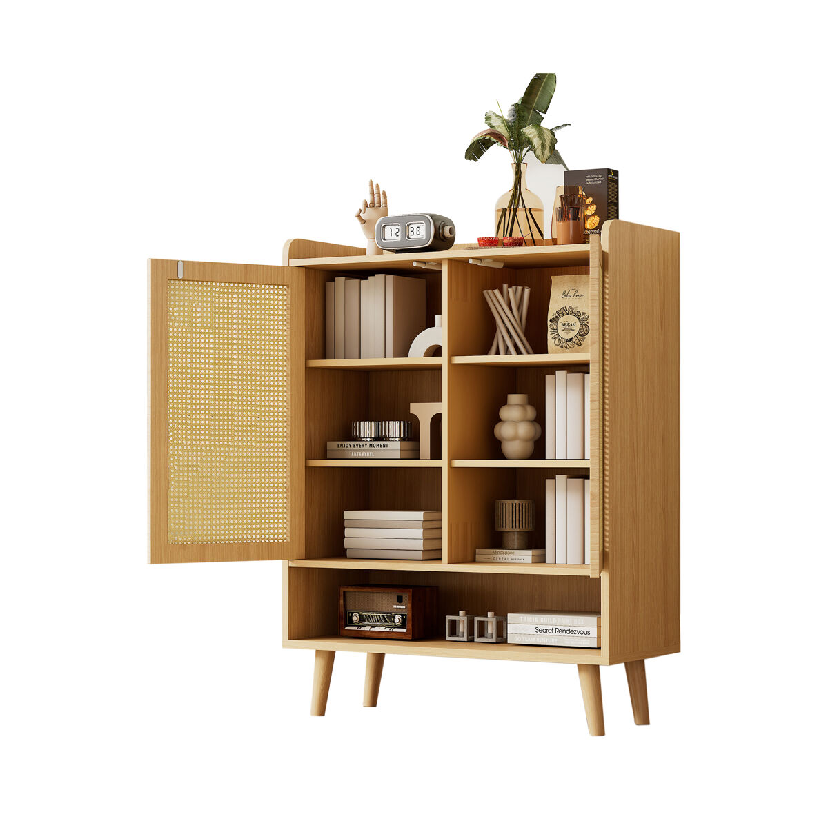 Sapateira de painel de partículas com 2 portas,natural