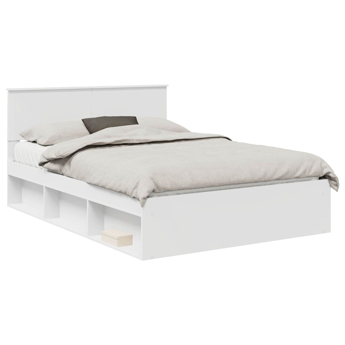 Estrutura da cama de casal simple com cabeceira branco 140 x 200 cm