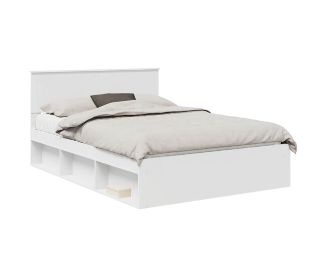 Estrutura da cama de casal simple com cabeceira branco 140 x 200 cm