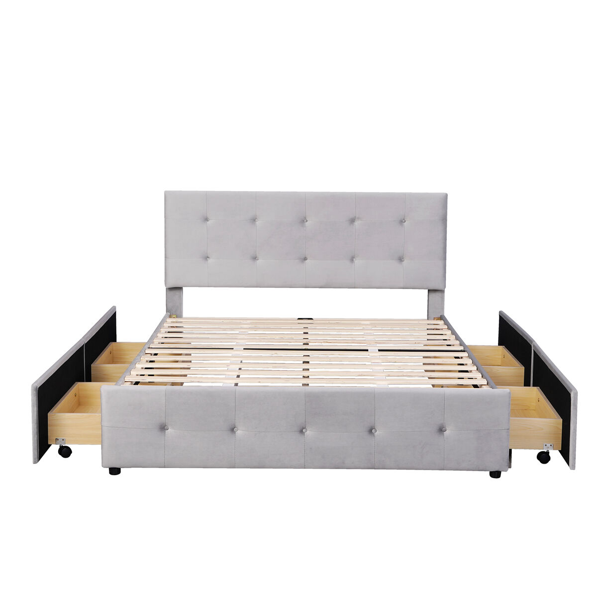 Cama de criança,cama de casal de veludo 140x200 cm,cinza