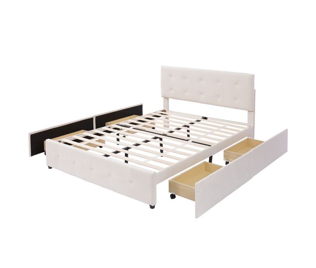 Cama de criança,cama de casal de veludo 140x200 cm,bege