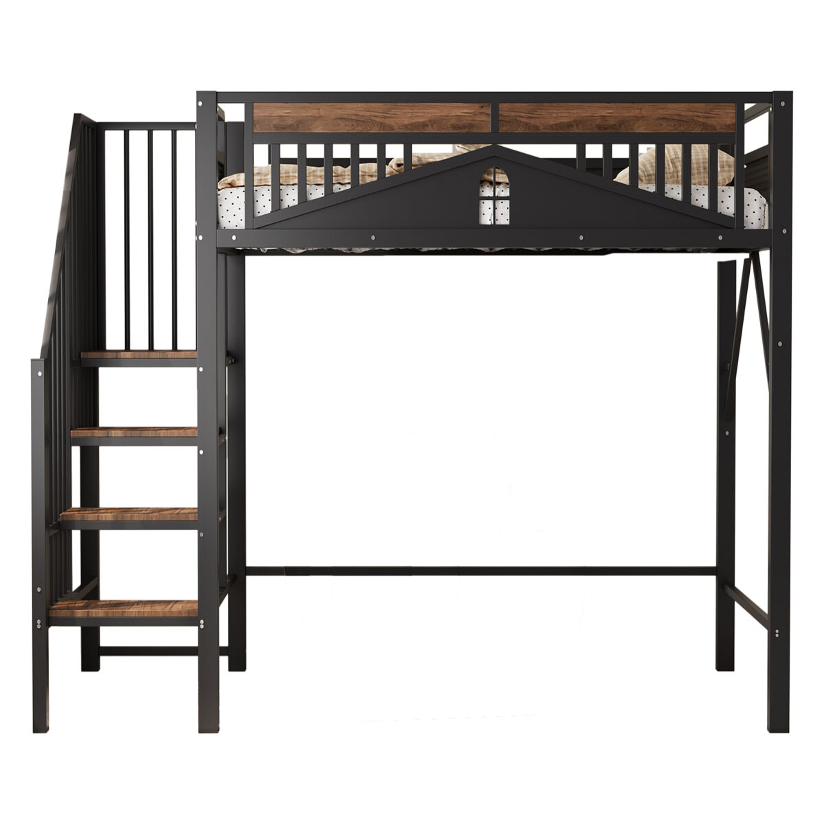 Cama de criança,cama alta de metal 90x200 cm,preto