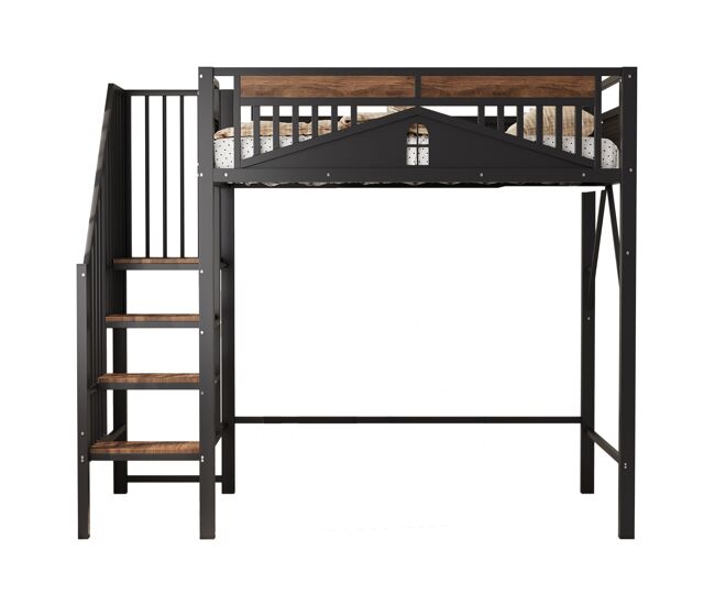 Cama de criança,cama alta de metal 90x200 cm,preto