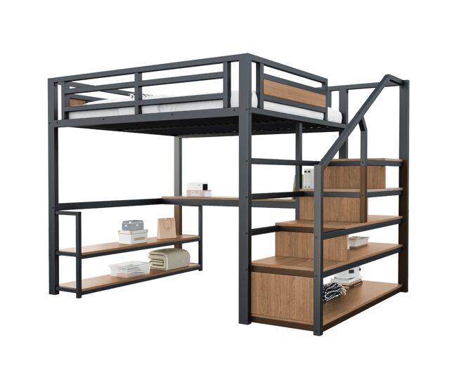 Cama de criança,cama alta de metal 140x200 cm,preto