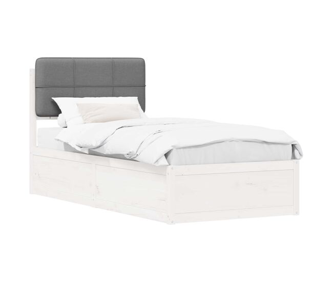 Estrutura de cama de solteiro simple com cabeceira estofada cinzento-claro