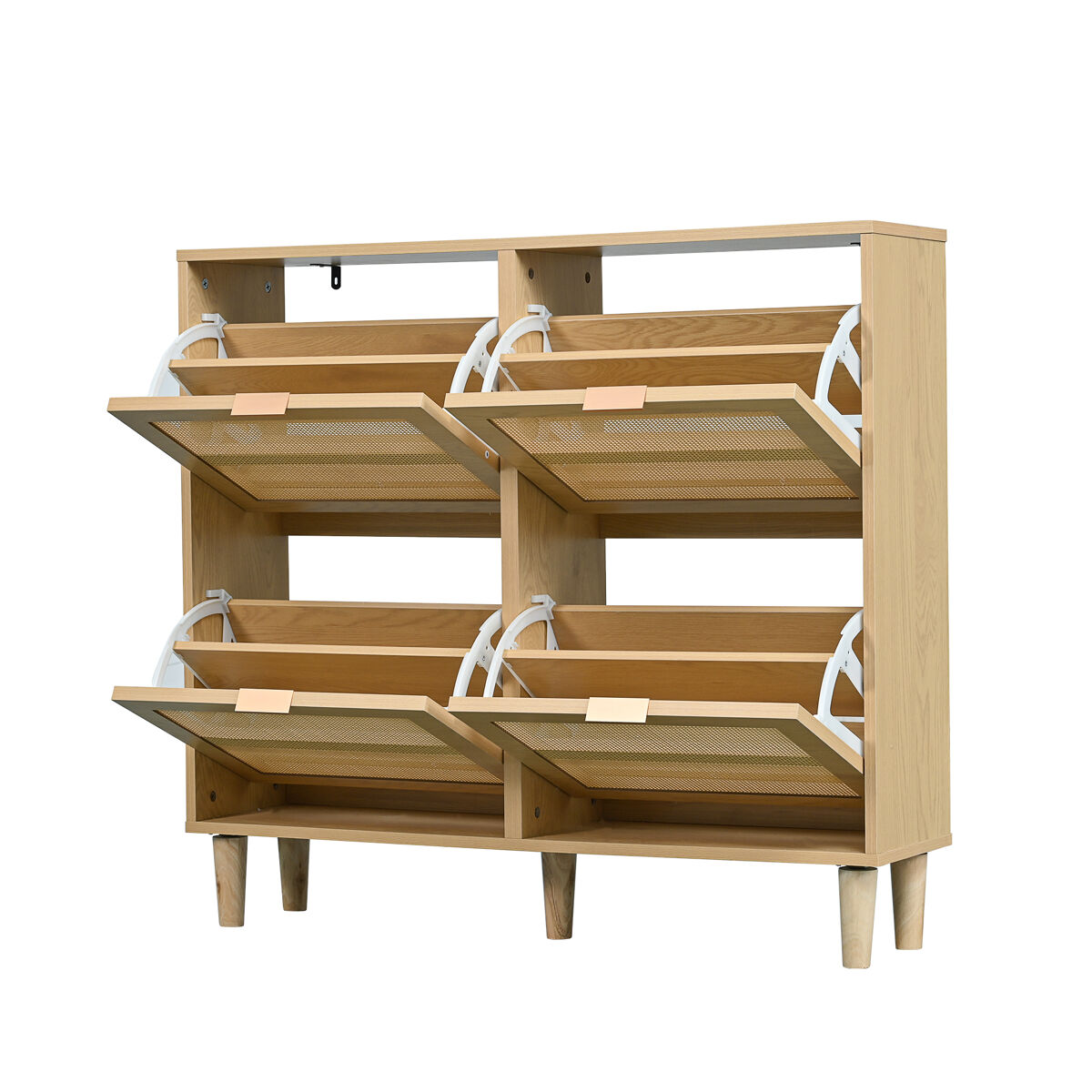 Sapateira de painel de partículas com 4 tabuleiros,natural