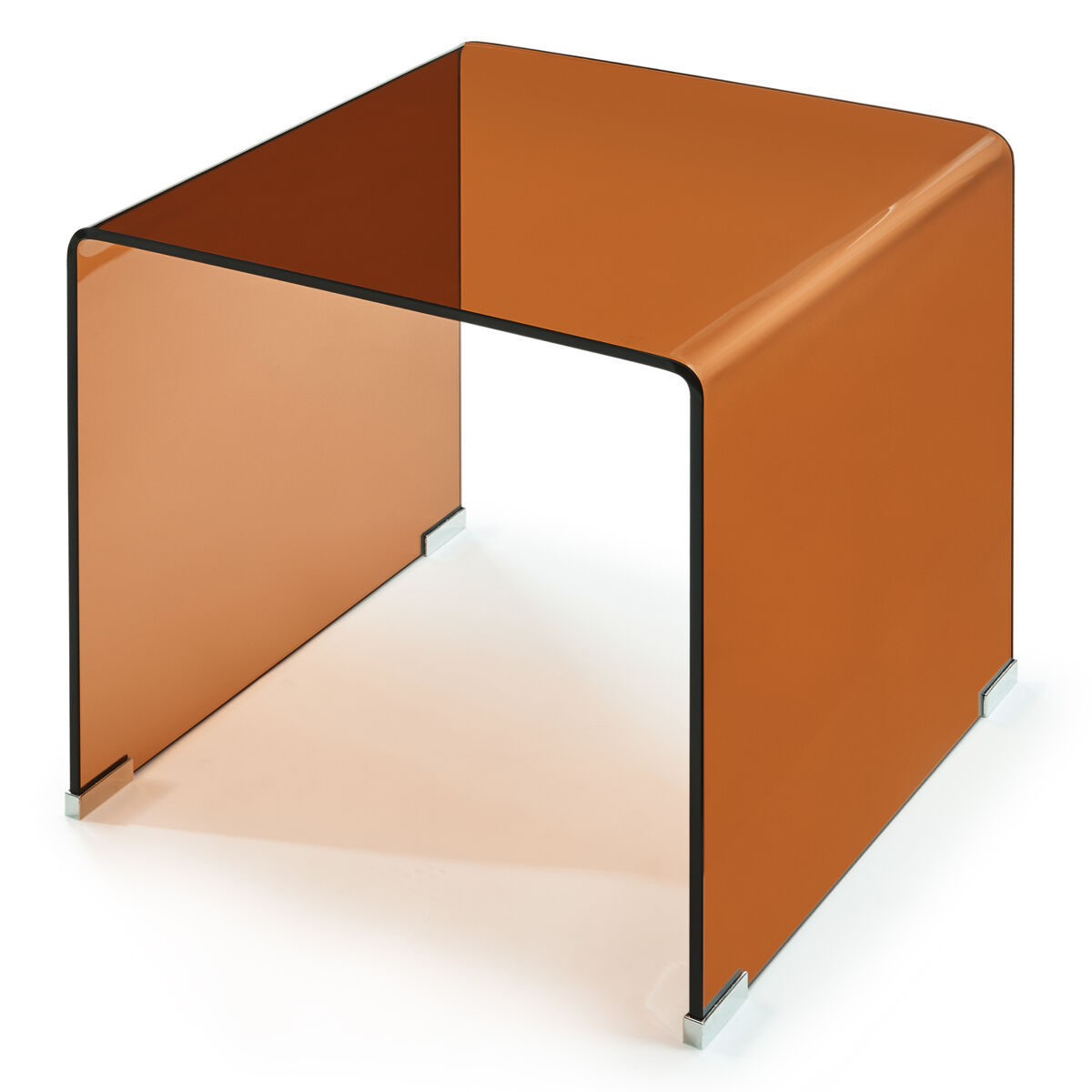Mesa lateral de vidro varlofrek montada 50x50x50 cm castanho [en.casa]