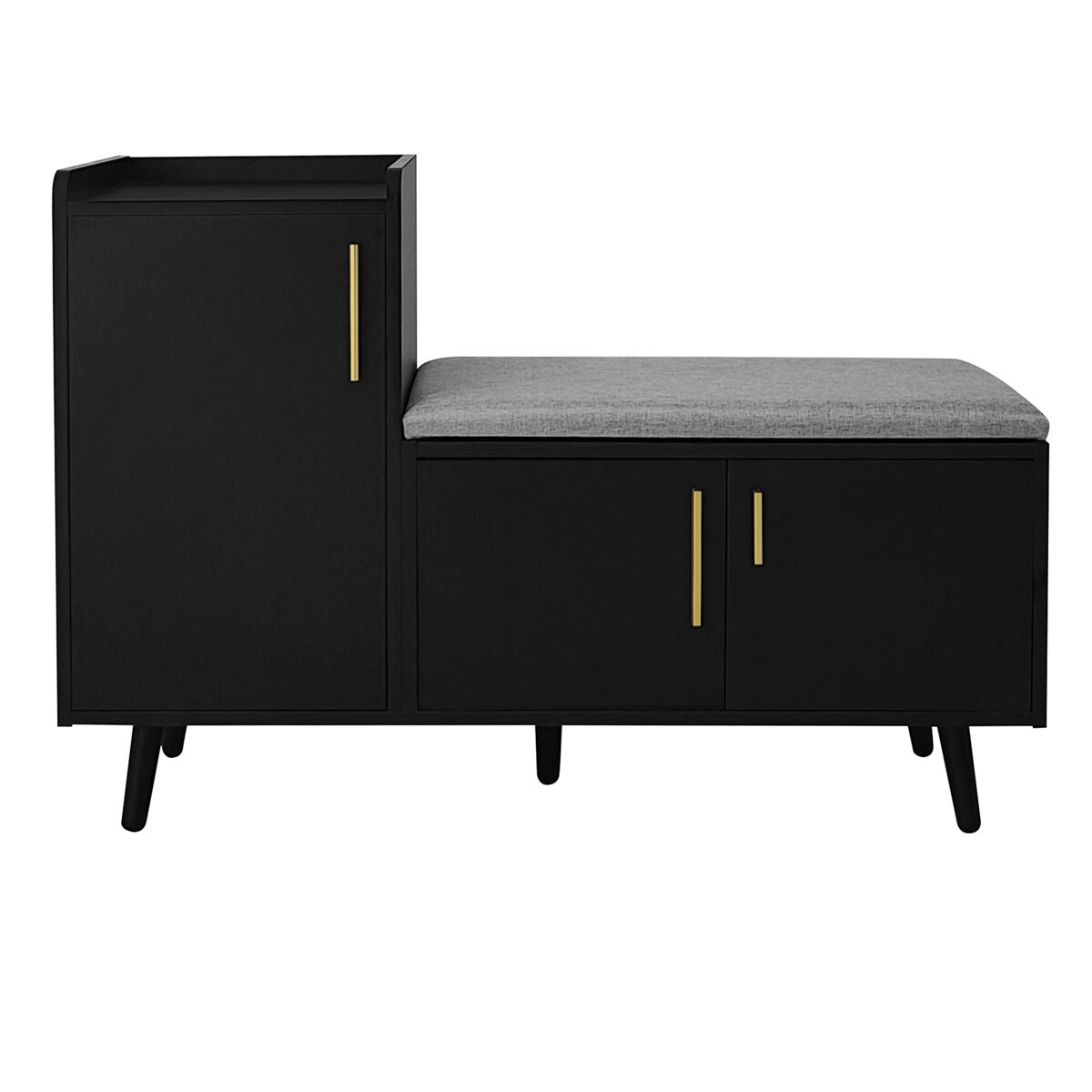 Sapateira de painel de partículas com 3 portas,preto