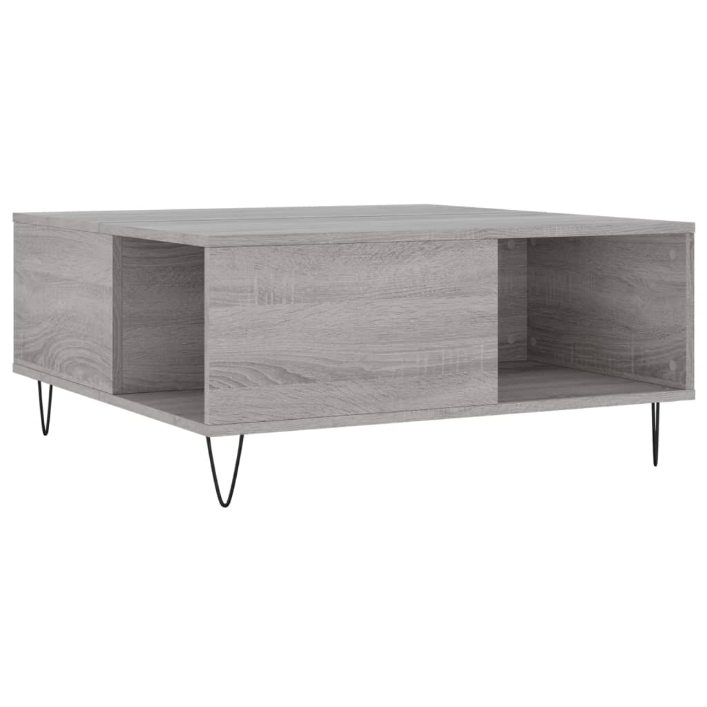 Mesa de centro, mesa baixa, 80x80x36,5 cm derivados madeira cinzento sonoma