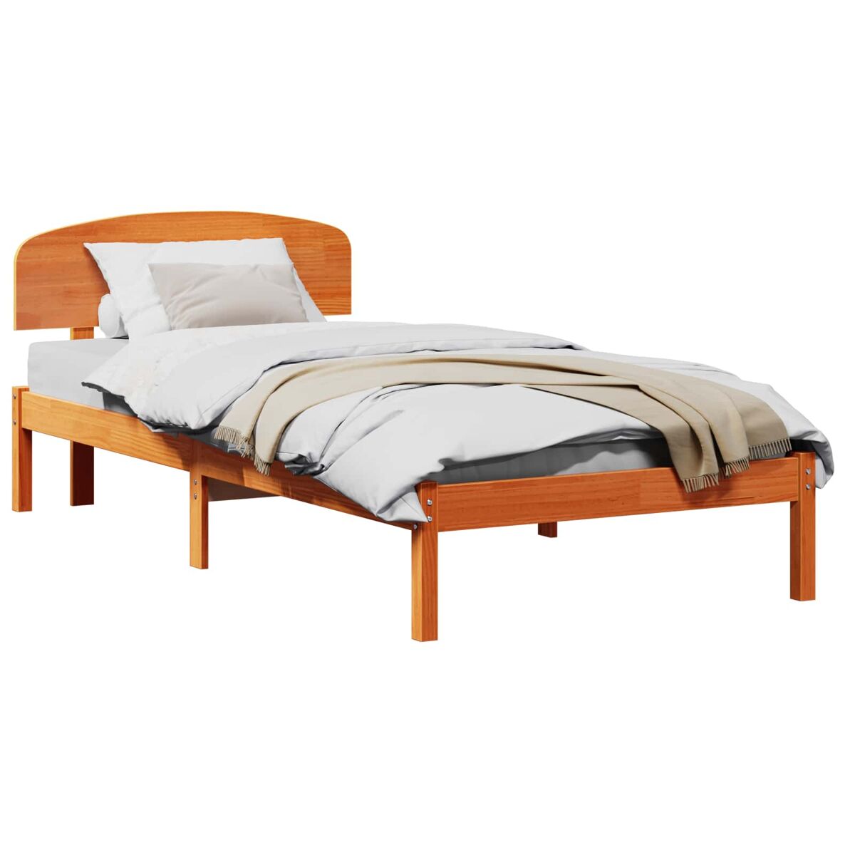 Estrutura de cama de solteiro moderno com cabeceira - marrom cera 80 x 200 cm