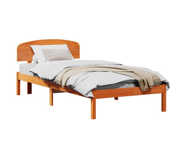 Estrutura de cama de solteiro moderno com cabeceira - marrom cera 80 x 200 cm