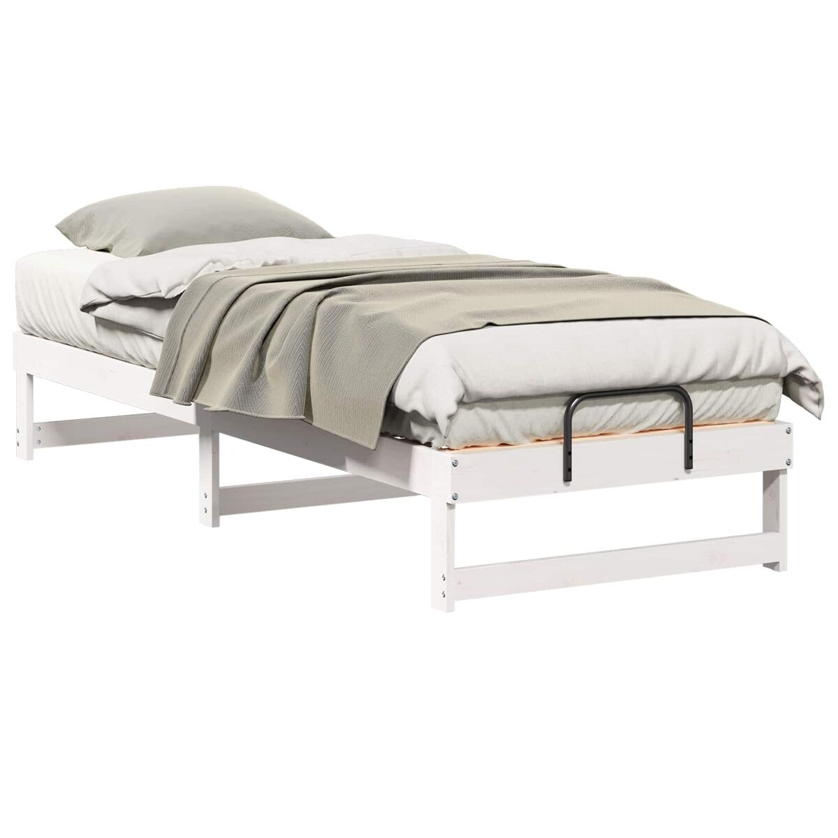 Estrutura de cama de solteiro para adultos - branco 90 x 210 cm madeira de pinheiro sólida