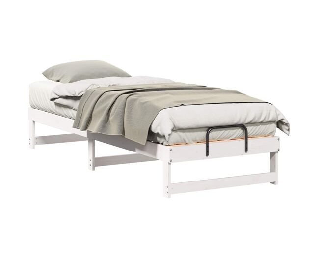 Estrutura de cama de solteiro para adultos - branco 90 x 210 cm madeira de pinheiro sólida